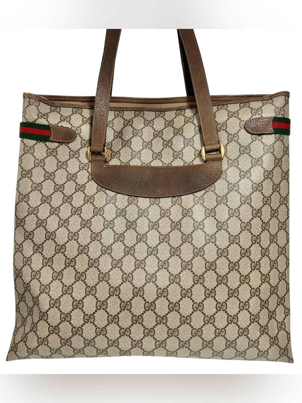 Gucci GG Supreme Web Canvas & Leather Sherry Line Tote Bag - Picture 4 of 16
